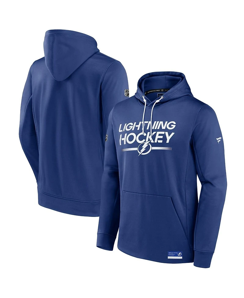 Fanatics Men's Blue Tampa Bay Lightning Authentic Pro Fleece Pullover Hoodie