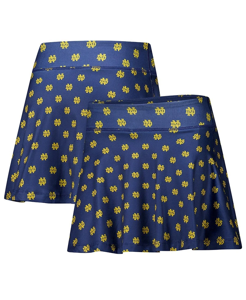 ZooZatz Women's Navy Notre Dame Fighting Irish Allover Print Flowy Skort