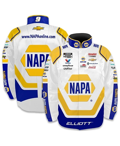 Hendrick Motorsports Team Collection Men's White Chase Elliott Napa Full-Snap Nylon Uniform Jacket