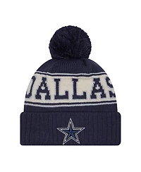 New Era Men's Navy Dallas Cowboys Retro Cuffed with Pom Knit Hat