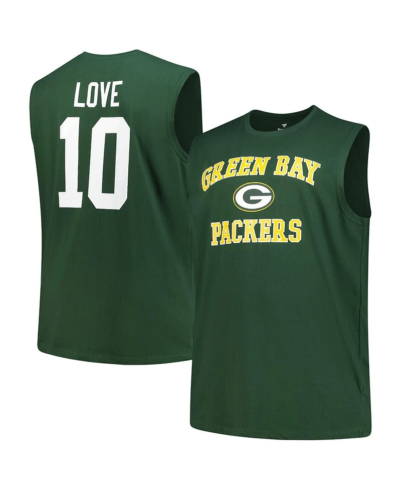 Fanatics Men's Jordan Love Green Bay Packers Big Tall Muscle Tank Top