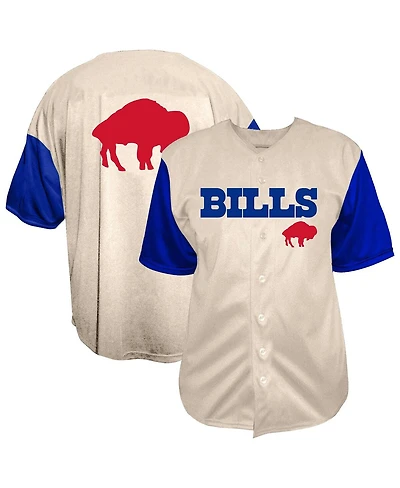 Fanatics Men's Cream Buffalo Bills Full-Button Short Sleeve T-Shirt