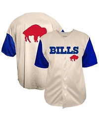 Fanatics Men's Cream Buffalo Bills Full-Button Short Sleeve T-Shirt