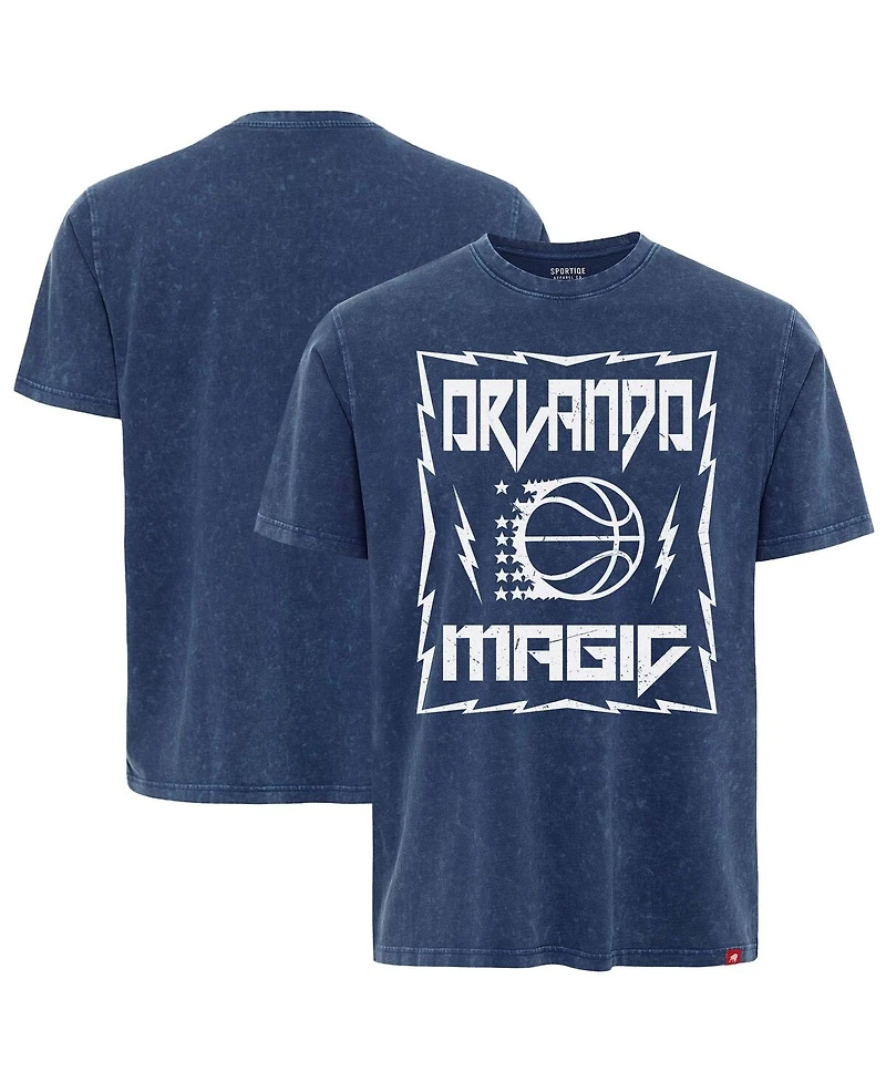 Sportiqe Men's and Women's Blue Orlando Magic Rock Roll Collection Angus Premium Mineral Wash T-Shirt