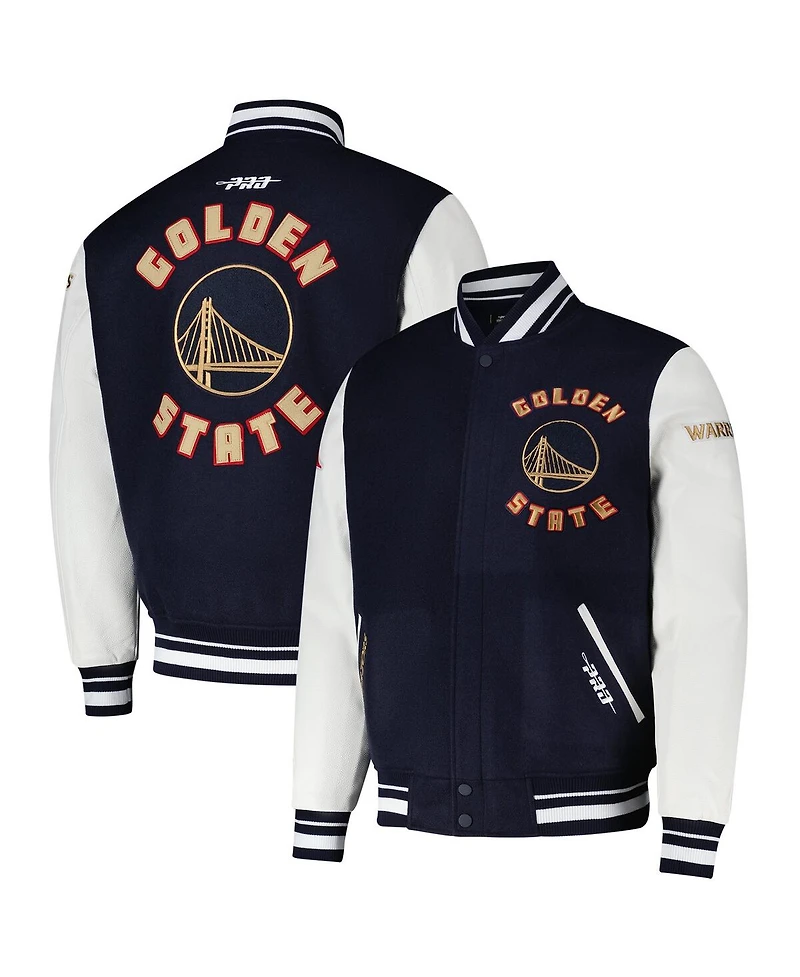 Pro Standard Men's Navy Golden State Warriors 2024/25 City Edition Wool Varsity Full-Zip Jacket