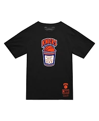 Mitchell & Ness Men's Black New York Knicks Hardwood Classics Coffee Cup Logo T-Shirt