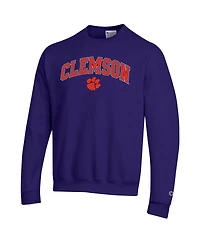 Champion Men's Purple Clemson Tigers Arch Over Logo Pullover Sweatshirt