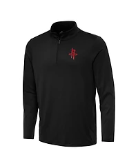 Antigua Men's Black Houston Rockets Reprocess Quarter-Zip T-Shirt