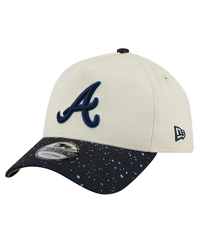 New Era Men's Cream Atlanta Braves Speckle A-Frame 9FORTY Adjustable Hat