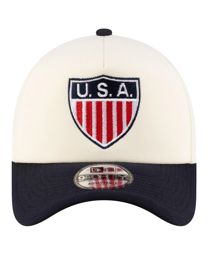 New Era Men's Cream Usmnt 1950 Retro Foam 9FORTY Adjustable Hat
