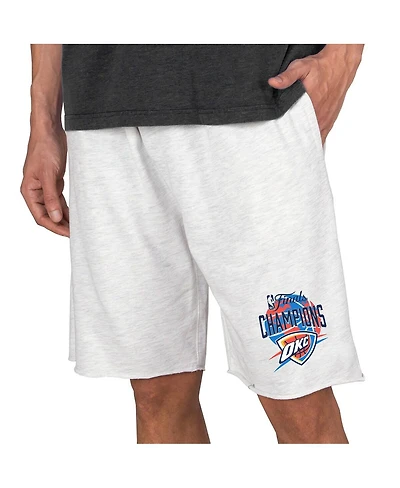 Concepts Sport Men's Oatmeal Oklahoma City Thunder 2025 Nba Finals Champions Mainstream Tri-Blend French Terry Lounge Shorts