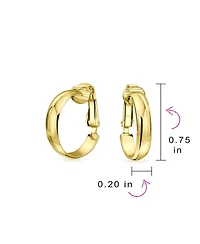 Bling Jewelry Classic Basic Simple Lightweight Clip On Hoop Earrings Non Pierced Ears Gold Plated Sterling Silver .75 Diameter