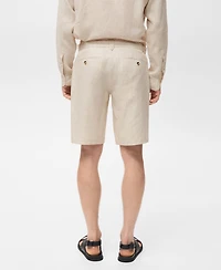 Mango Men's Slim-Fit Linen Bermuda Shorts