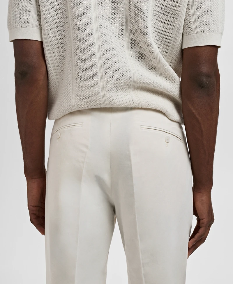 Mango Men's Pleated Linen Lyocell Pants
