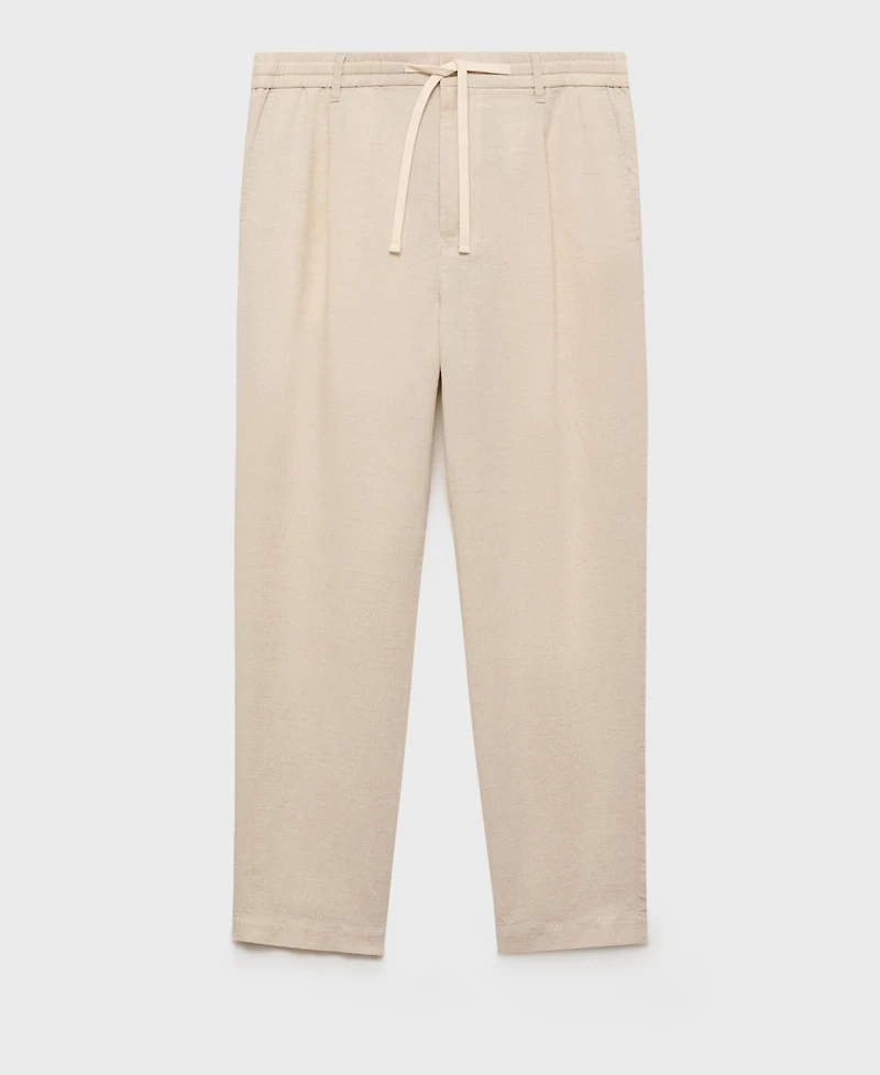 Mango Men's Slim-Fit Drawstring Linen Pants