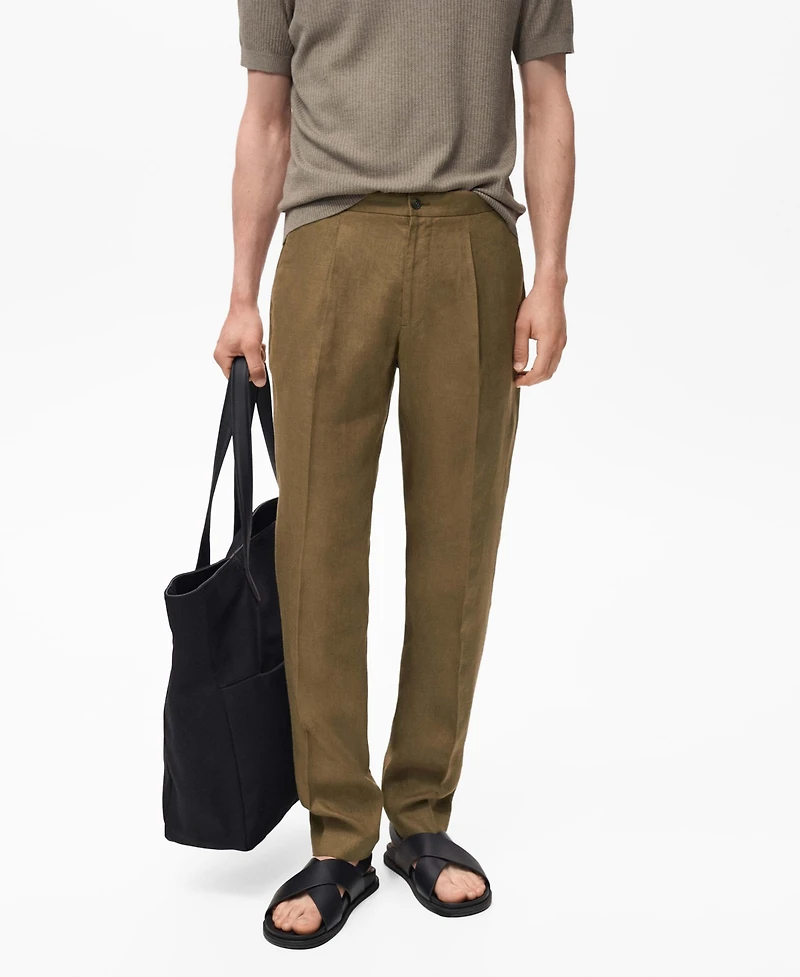 Mango Men's Salerno Linen Slim Fit Suit Pants