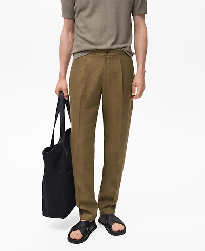 Mango Men's Salerno Linen Slim Fit Suit Pants