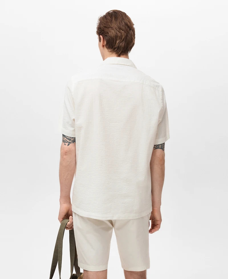 Mango Men's Regular Fit Seersucker Shirt
