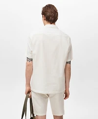 Mango Men's Regular Fit Seersucker Shirt