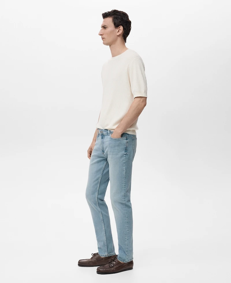 Mango Men's Frayed Effect Jan Slim-Fit Jeans