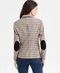 Jones New York Women's Faux Double Breasted Elbow Patch Jacket