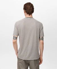Mango Men's Striped Slim-Fit Linen T-Shirt