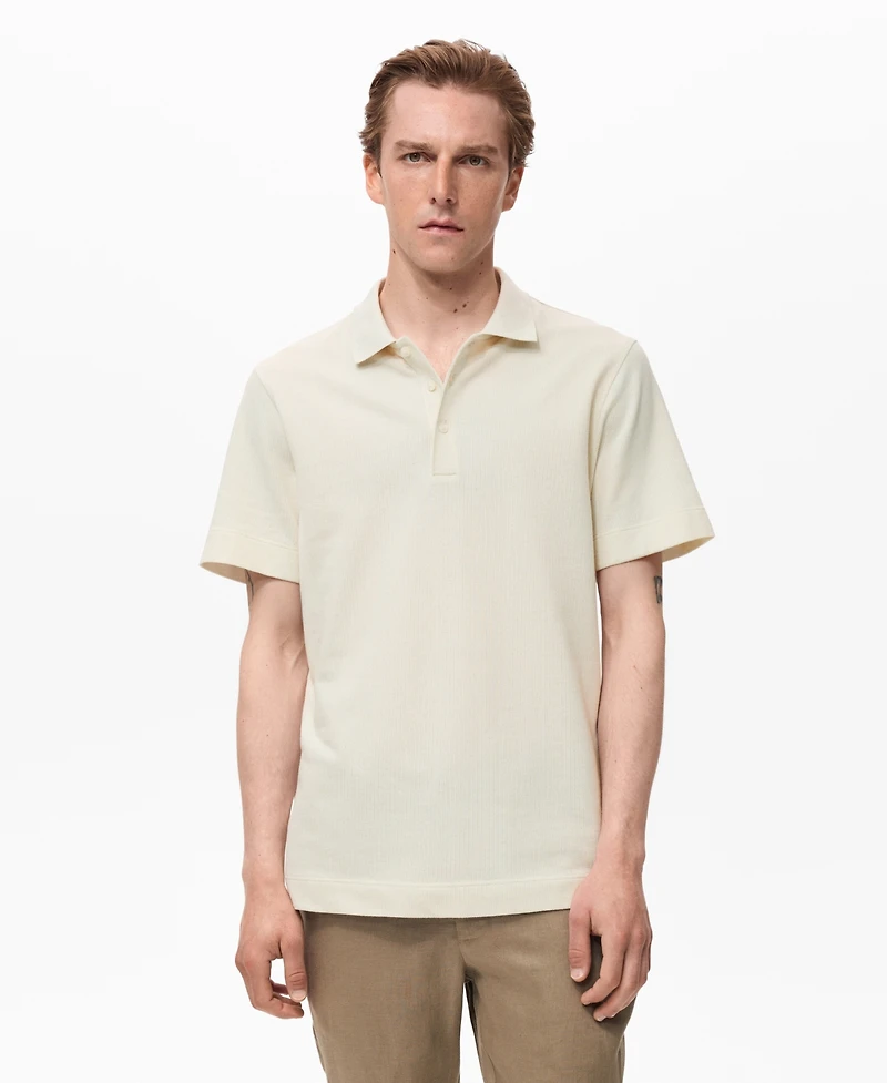 Mango Men's Fine Rib-Knit Polo Shirt