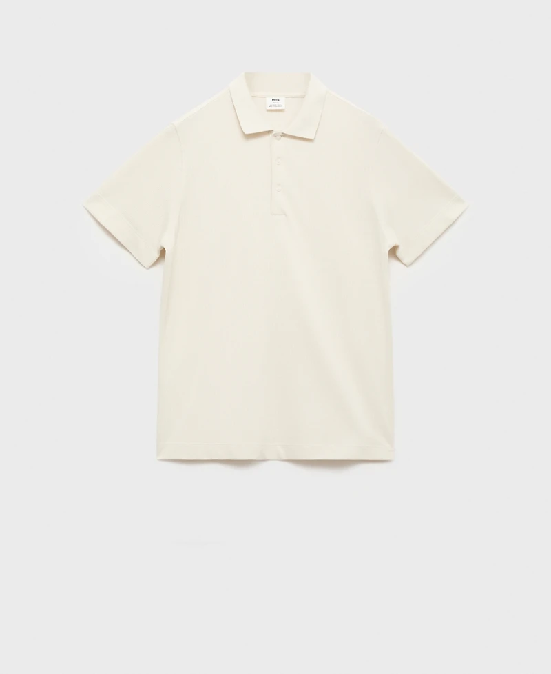 Mango Men's Fine Rib-Knit Polo Shirt