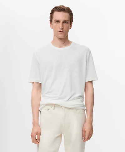 Mango Men's Linen Slim-Fit T-Shirt