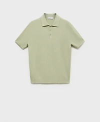 Mango Men's Ribbed Knit Polo Shirt