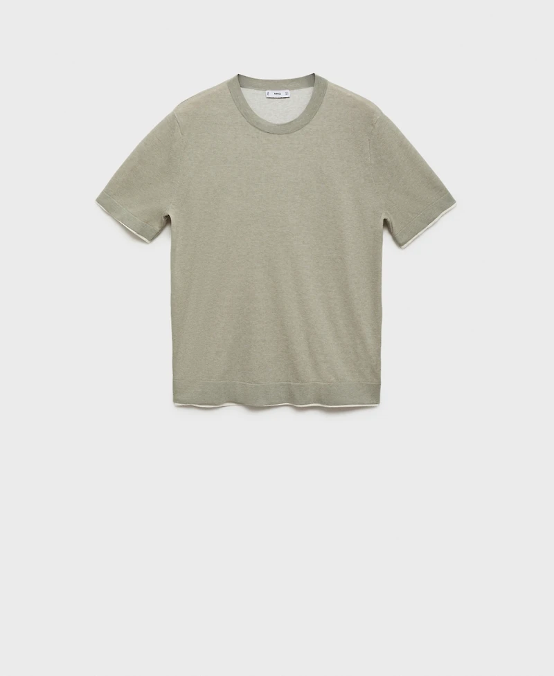 Mango Men's Contrasting Cotton-Blend T-Shirt