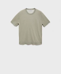 Mango Men's Contrasting Cotton-Blend T-Shirt