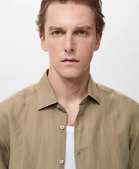 Mango Men's Linen Pinstripe Shirt
