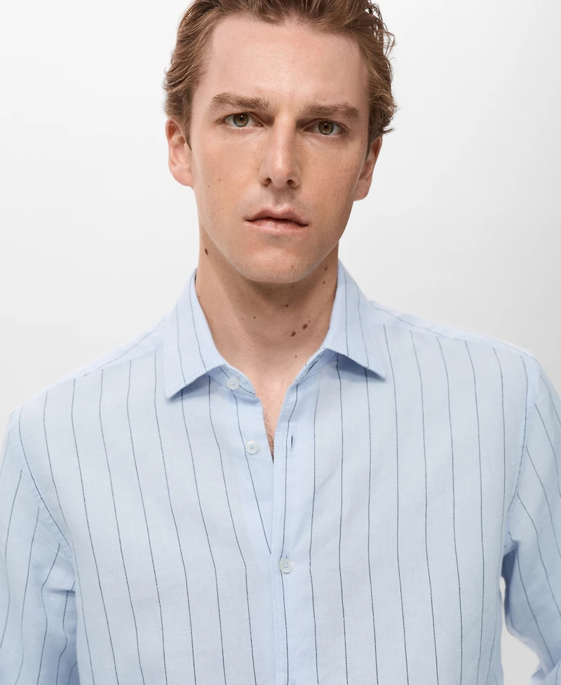Mango Men's Linen Pinstripe Shirt