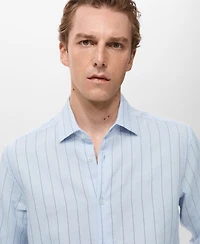 Mango Men's Linen Pinstripe Shirt