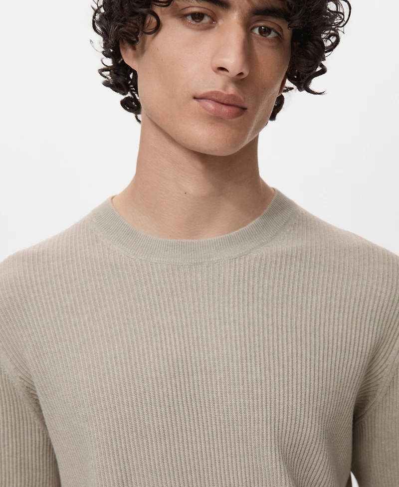 Mango Men's Fine Rib-Knit Cotton Sweater