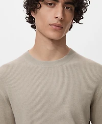 Mango Men's Fine Rib-Knit Cotton Sweater