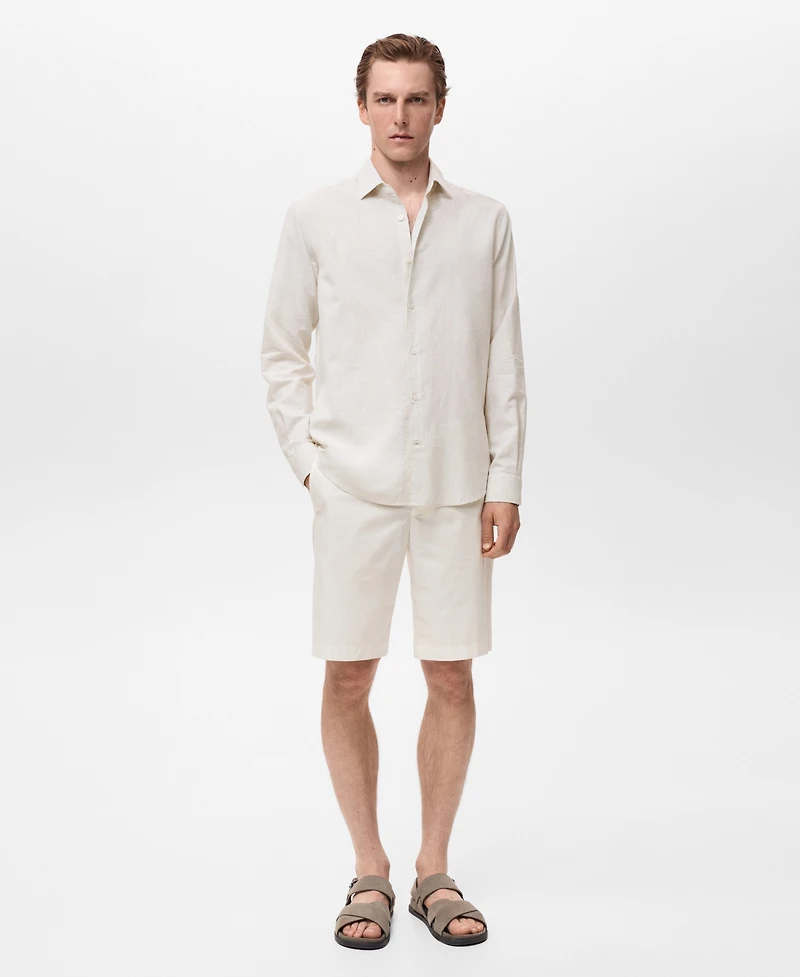 Mango Men's Cotton Linen-Blend Shirt