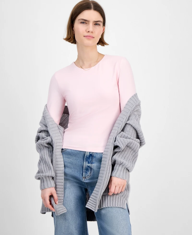 Hippie Rose Juniors' Crewneck Long-Sleeve Top