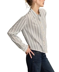 Lucky Brand Women's Lace-Trim Button-Down Cotton Shirt