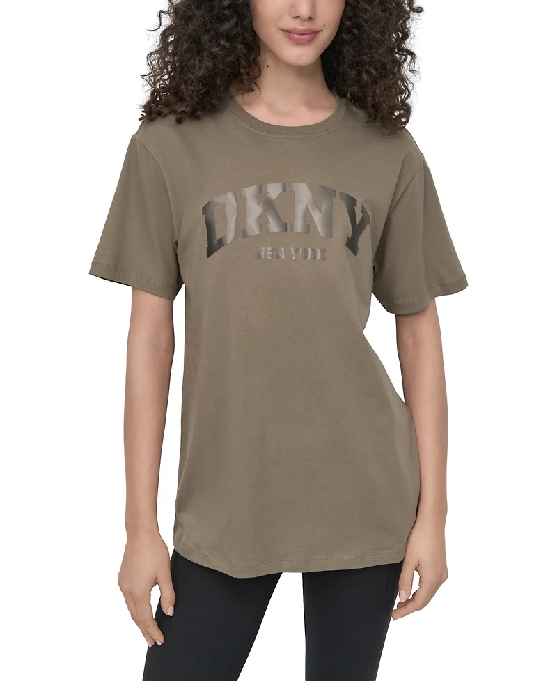 Dkny Sport Women's Varsity Satin Logo Oversized Cotton T-Shirt