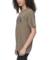 Dkny Sport Women's Varsity Satin Logo Oversized Cotton T-Shirt