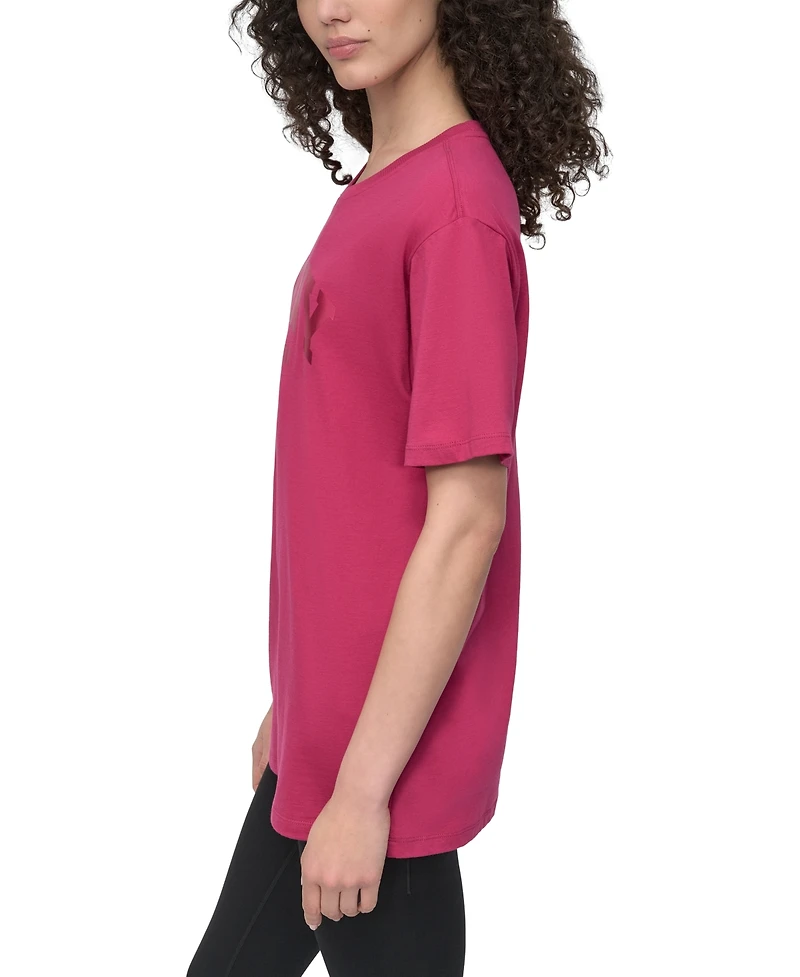 Dkny Sport Women's Varsity Satin Logo Oversized Cotton T-Shirt