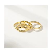 14K Gold-Plated Textured Ring Stack (Set of 4)