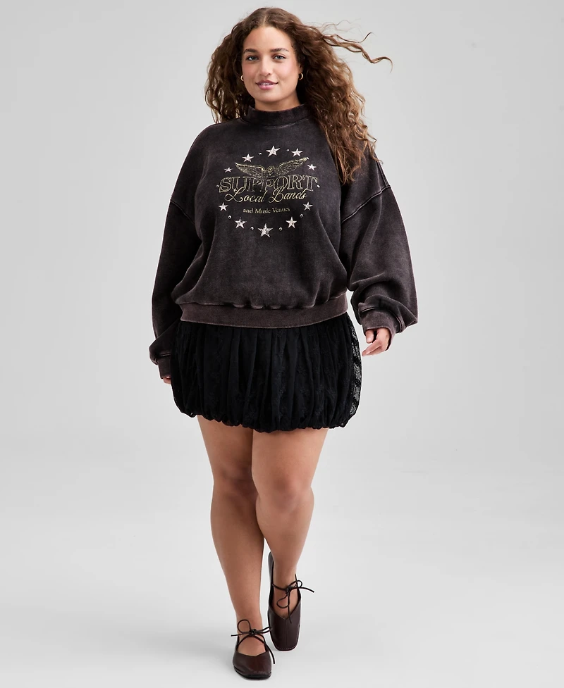 And Now This Trendy Plus Cotton Stud-Trim Graphic Sweatshirt, Macy's Exclusive