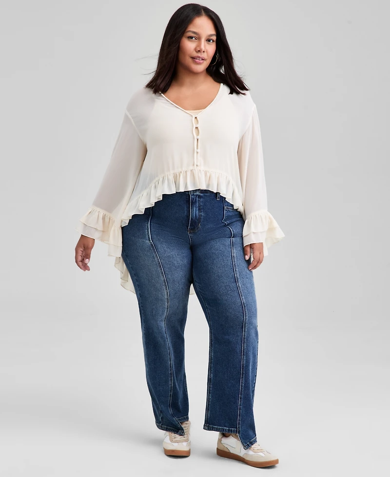 And Now This Trendy Plus Ruffle-Trim Blouse, Macy's Exclusive