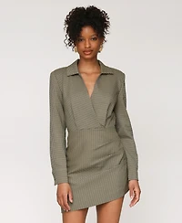 Avec Les Filles Women's Printed Split-Neck Mini Dress