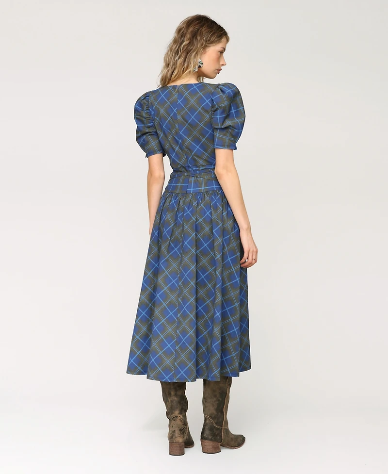 Avec Les Filles Women's Cotton-Blend Printed Fit & Flare Dress