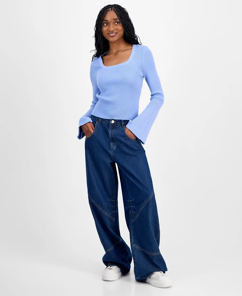 Madden Girl Juniors' Square-Neck Sweater