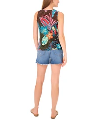 Vince Camuto Women's Printed Sleeveless Keyhole Top